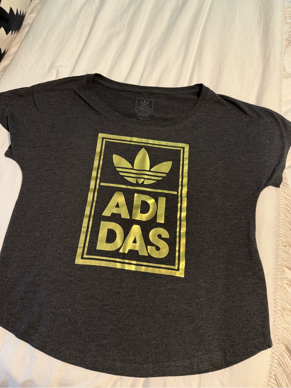 adidas Black Short-Sleeve Tee with Gold Logo